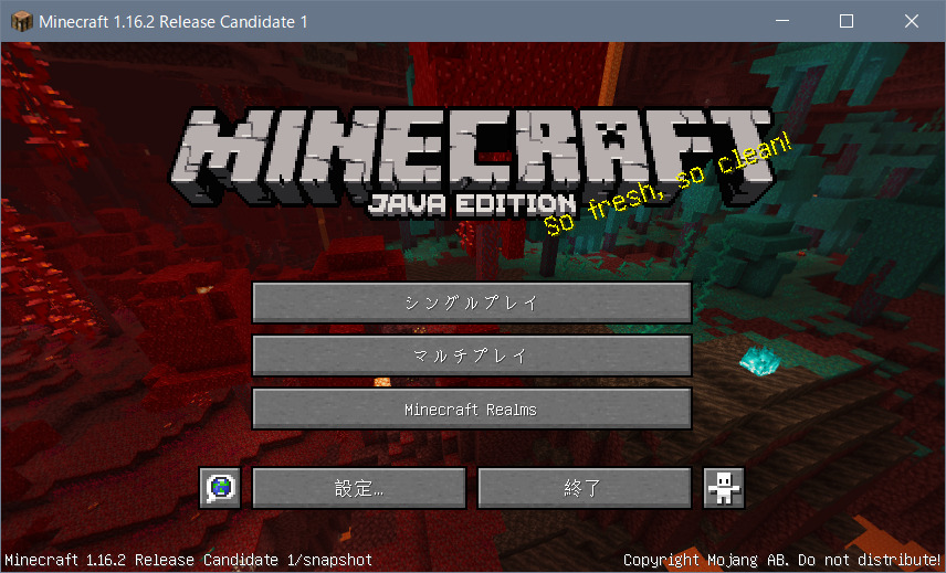 【Java版】Minecraft 1.16.2 リリース候補1