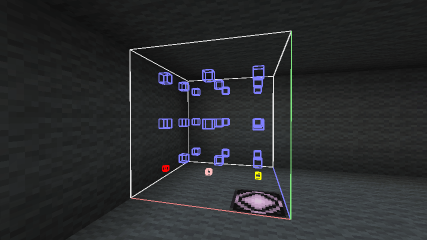 ストラクチャーブロックのセーブモードで見えないブロックを表示するをオンにした状態